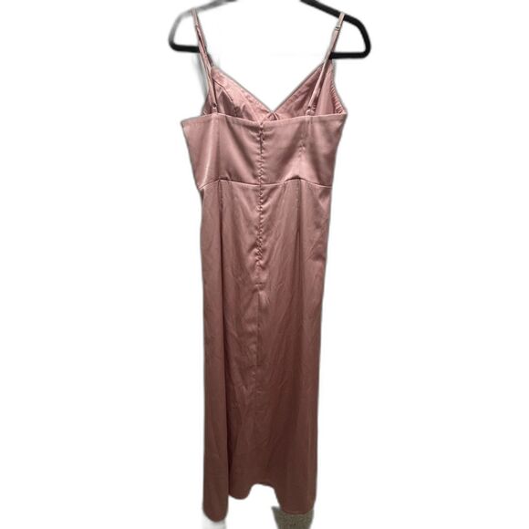 Azazie Blush Satin Slip Dress | Wedding Guest / Formal - Picture 3 of 4